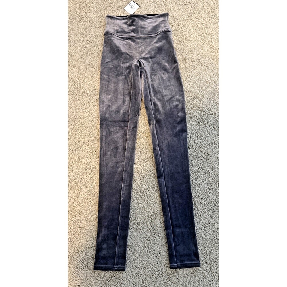 Spanx Velvet Velour Leggings Chrome Gray XS High Rise Shapewear Flattering Slim